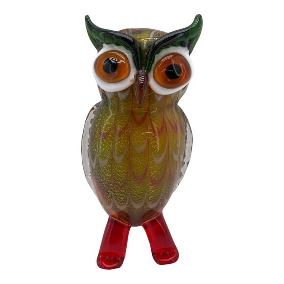 Vintage Murano Owl Art Glass Italy Handblown Figurine - Picture 1 of 10
